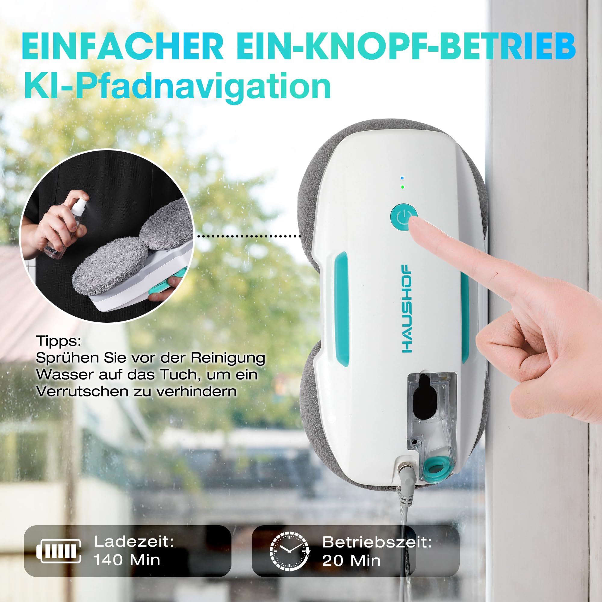haushof-fensterputzroboter-3800-pa-fensterreiniger-mit-spr-hfunktion image 7