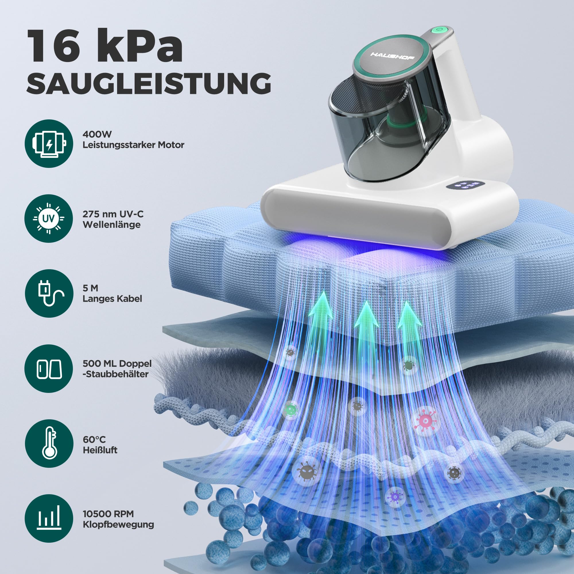 haushof-carpet-cleaner-milbensauger-16-kpa-uv-0-5l image 4