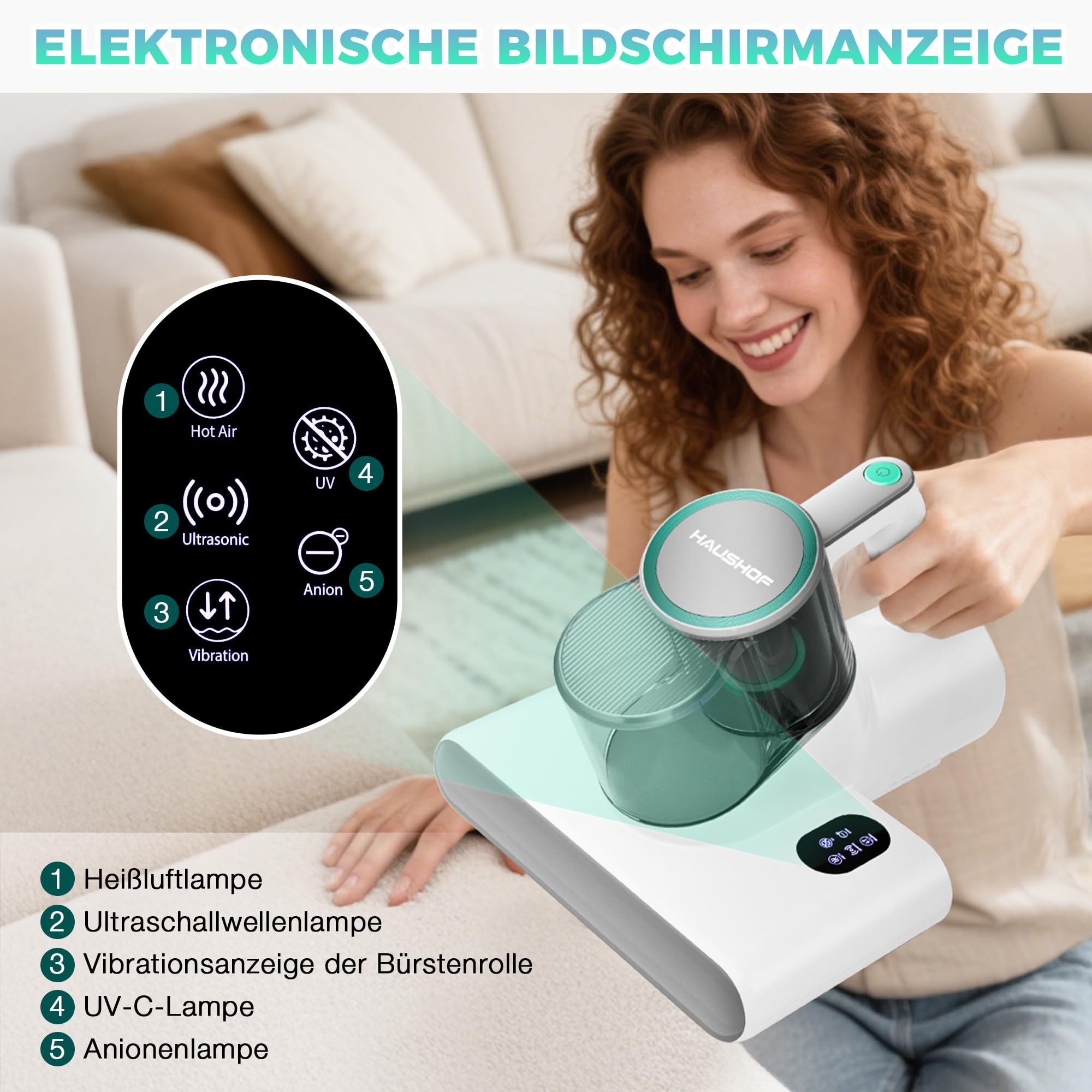 haushof-carpet-cleaner-milbensauger-16-kpa-uv-0-5l image 2