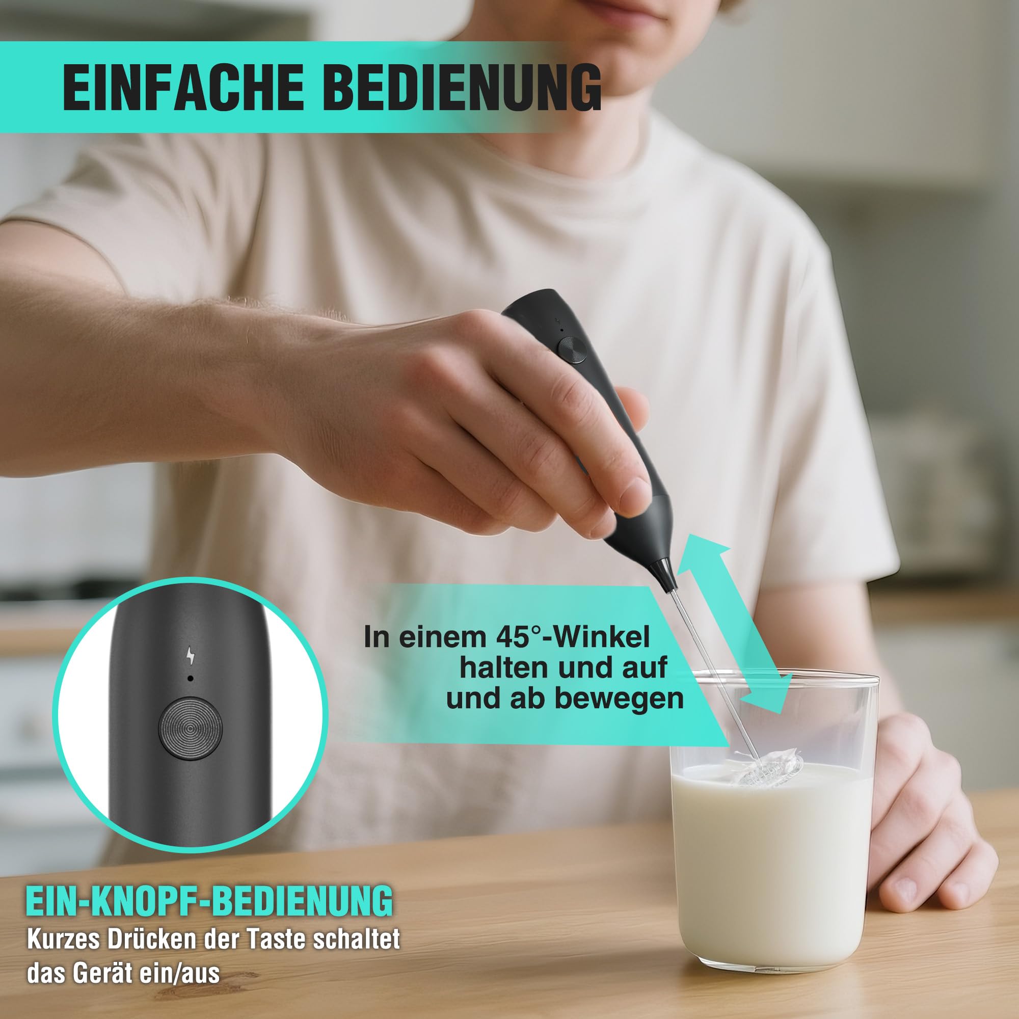 haushof-milchaufsch-umer-stab-schwarz-usb-c-aufladbar image 6