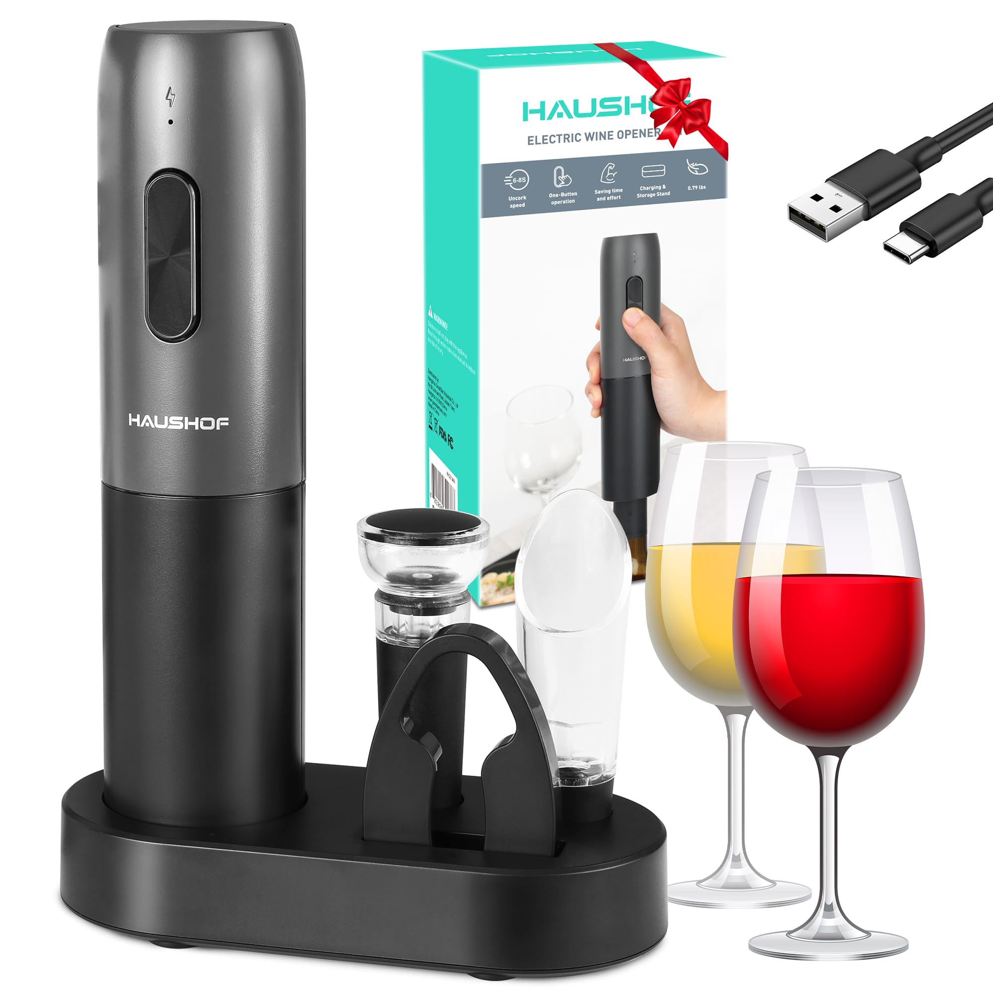 haushof-wein-ffner-elektrisch-4-in-1-korkenzieher-set-mit-st-nder image 1
