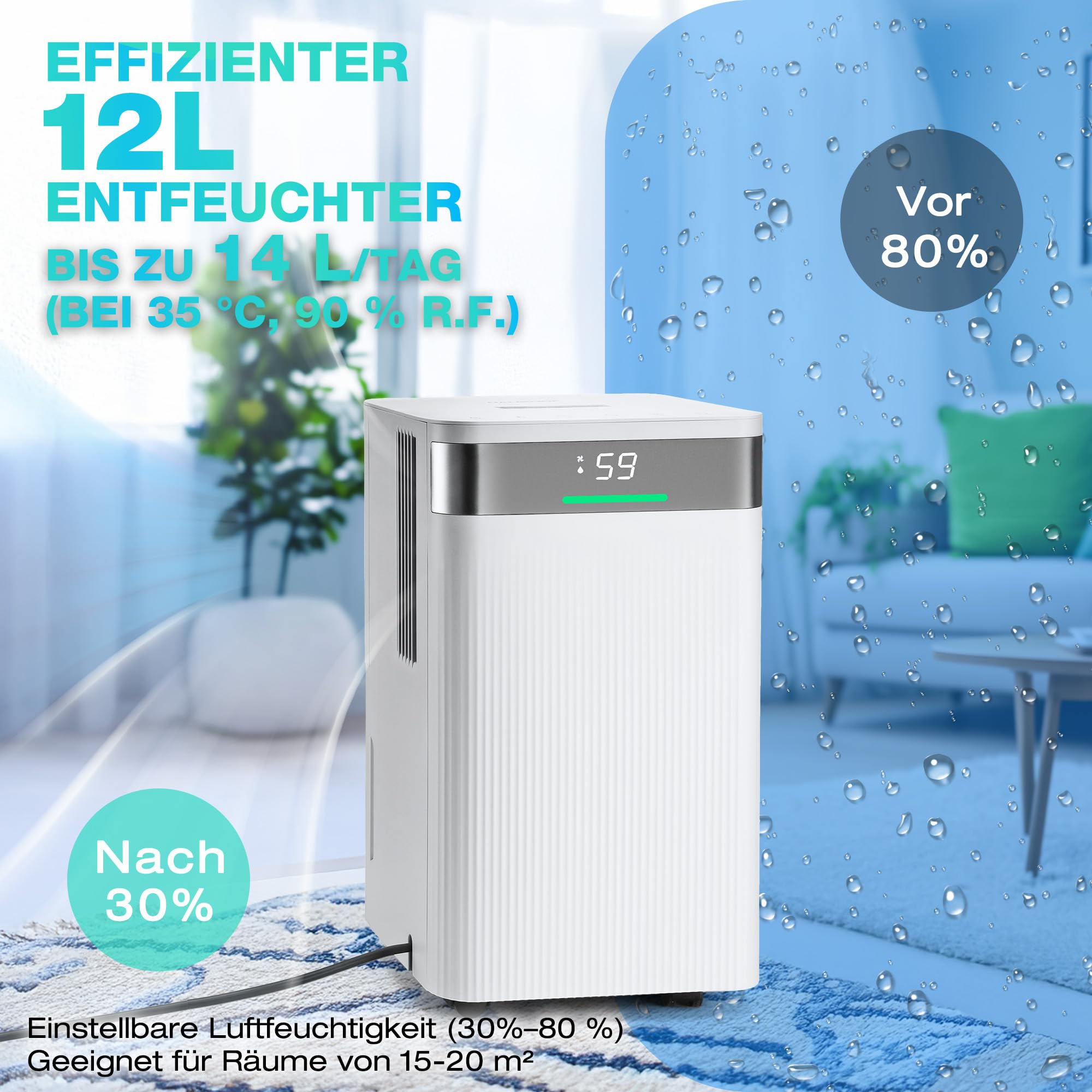 haushof-luftentfeuchter-elektrisch-12l-tag-20m-38db-2l-tank image 2