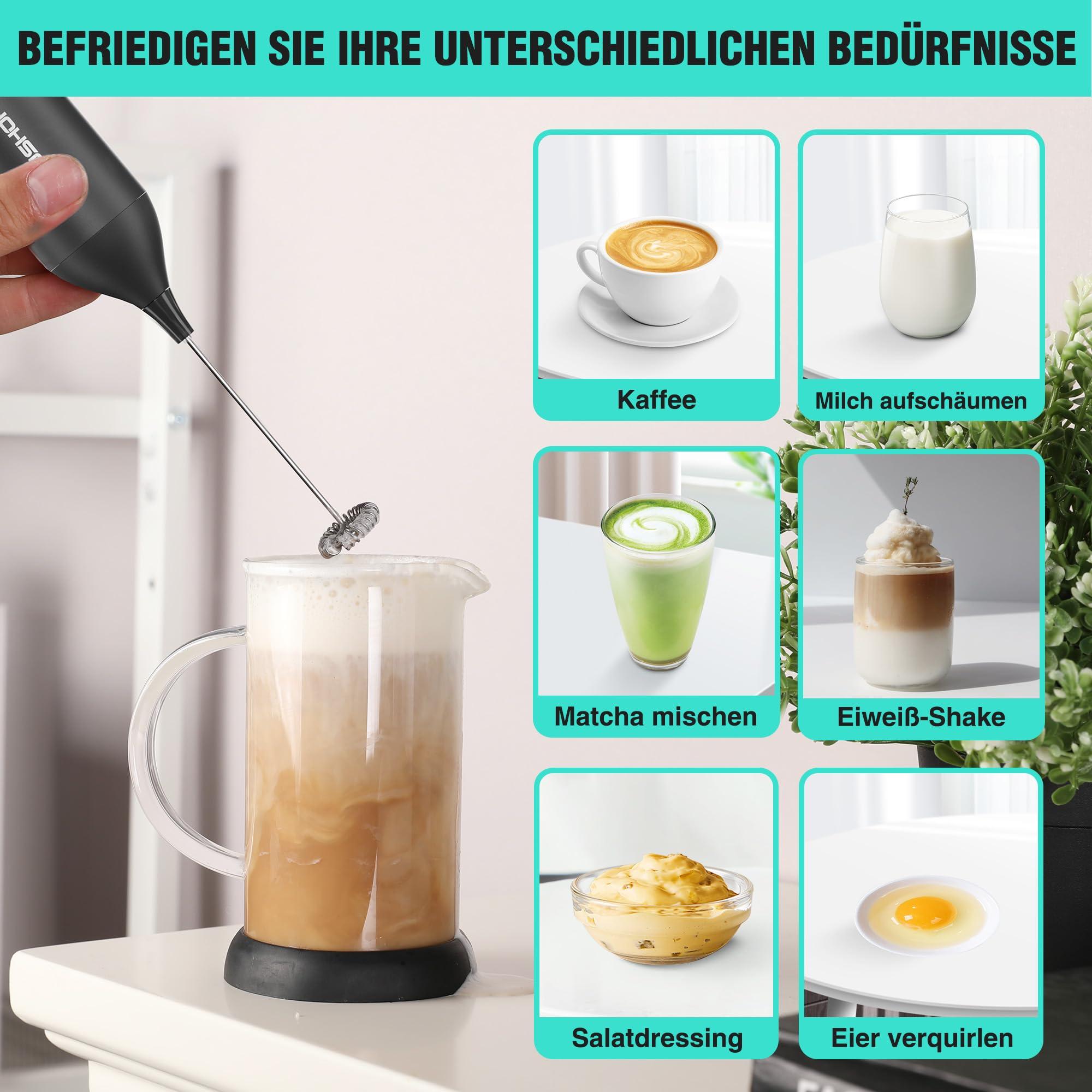 haushof-milchaufsch-umer-stab-schwarz-usb-c-aufladbar image 4