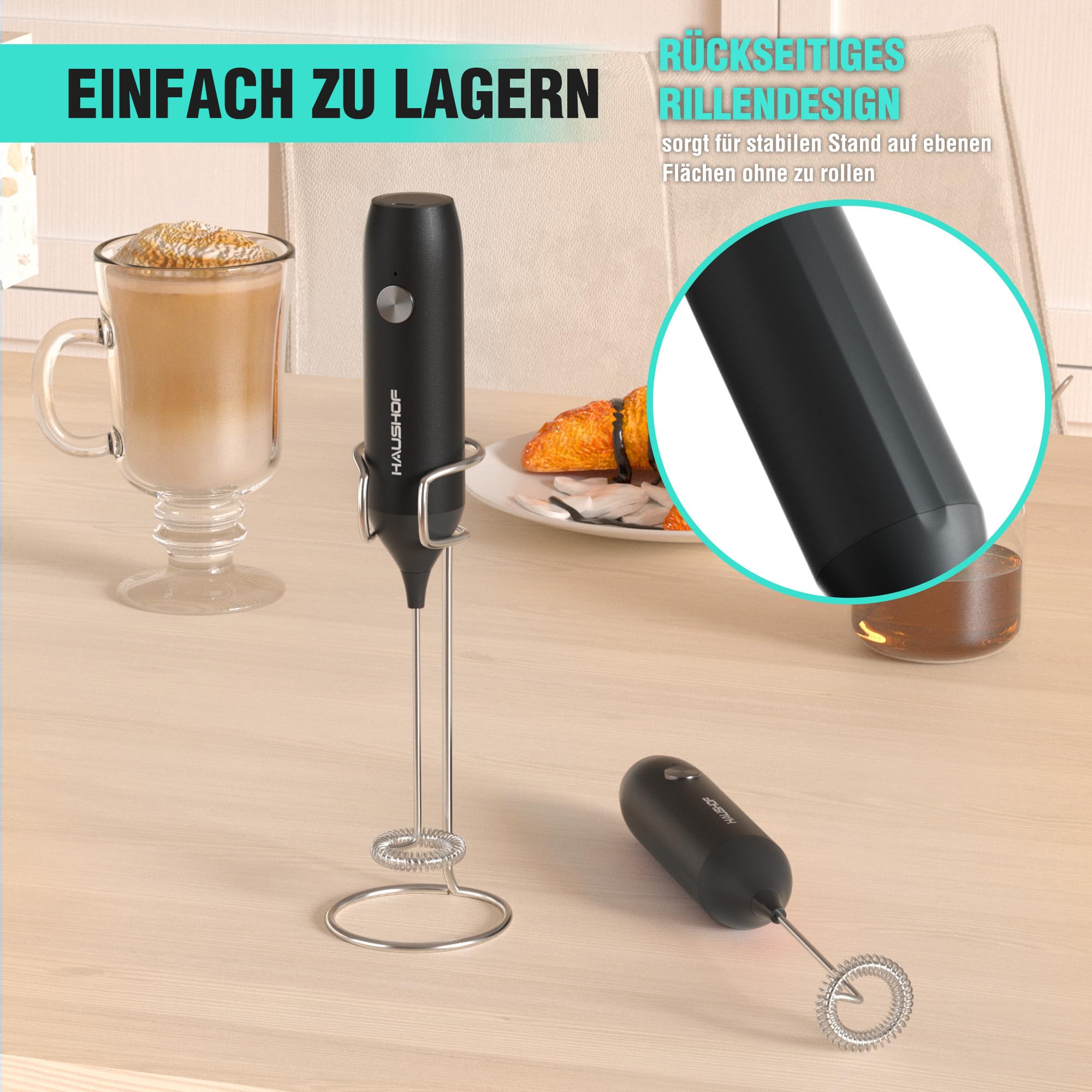 haushof-milchaufsch-umer-stab-schwarz-usb-c-aufladbar image 7
