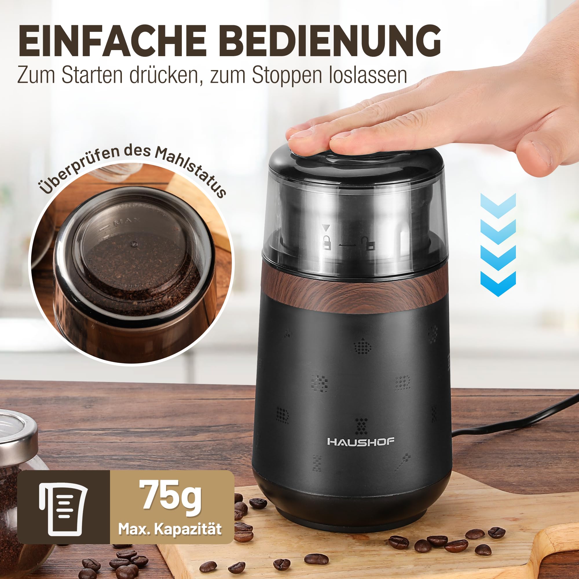 haushof-kaffeem-hle-elektrisch-75g-m-hle-150w-edelstahl image 2