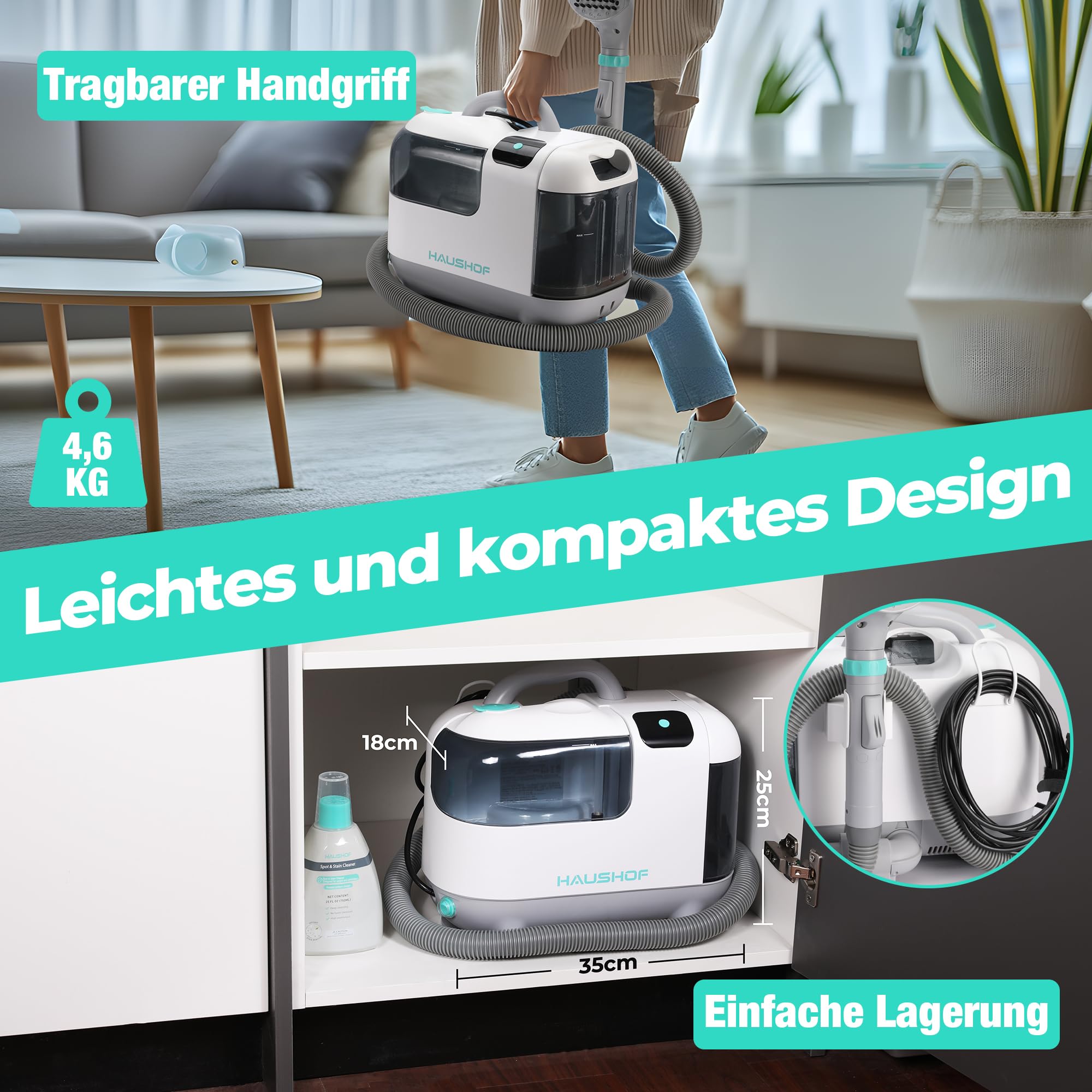 haushof-carpet-cleaner-waschsauger-mit-dampf-1-8-l image 7